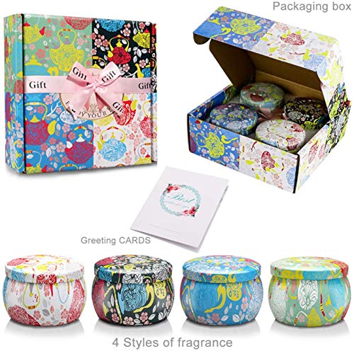 CREASHINE Scented Candles Gifts Set, Natural Soy Wax Women Gifts for Stress Relief and Aromatherapy 4×4.4oz (Gardenia, Jasmine, Lavender, French vanilln)