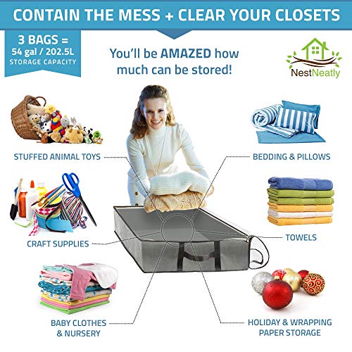 SmartCube Underbed Storage Bag 3 Large Under-the-Bed Storage Bins with Reinforced Handles Foldable Under-Bed Storage… - Image 3