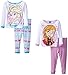 Disney Little Girls' Toddler Fair Isle Sisters 4-Piece Pajama Set, White, 2T