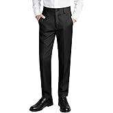 Plsily Boys Dress Pants Slim Fit,Formal Suit Trousers with Adjustable Waist | Size 2-20,Suitable for Toddler to Teen,Boys Flat Front Pants with Zipper Pockets,School Uniform Pant,Light Weight Breathable