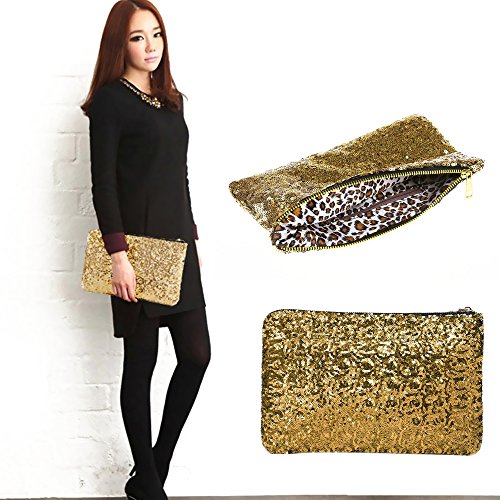 Lady Sparkling Sequins Handbag, Fashion Dazzling Prime Clutch Purse Gold Wallet, Retro Luxurious Evening Clutch Wedding Purse for Women