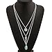 A&C Fashion Bohemia 3 Tier Necklace for Women. Unique Gypsy Girl Turquoise Necklace. (Silver)