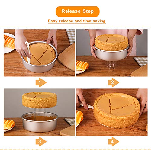 Aluminum Round Cake Pans,3PCS Round Cake Pan Set with 4 Inch,6 Inch and 8 Inch Aluminum Cake Pans 3" Deep,Round Baking Pans,Cheesecake Pan with Removable Bottom for Instant Pot and Pressure Cooker