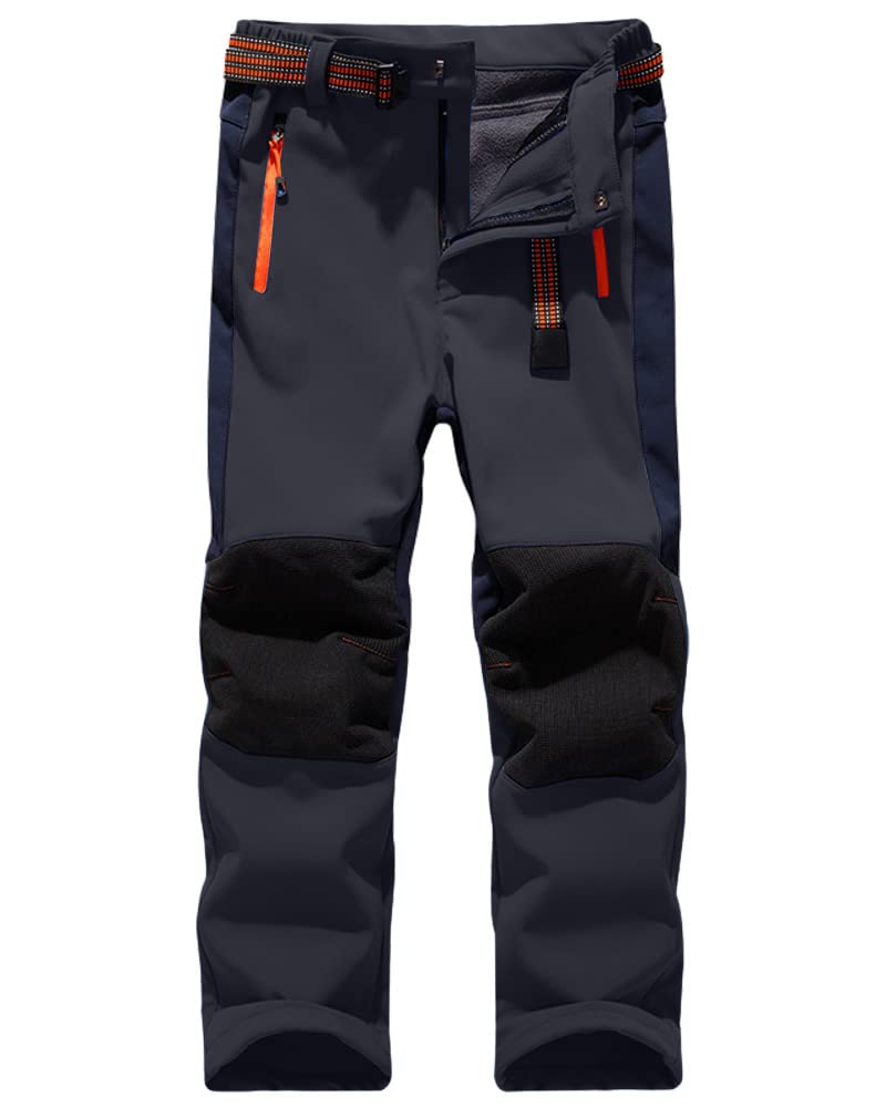 Photo 1 of Jessie Kidden Kids Boys Girls Youth Waterproof Windproof Hiking Ski Snow Pants Elastic Waist Warm Insulated Fleece Lined Winter Pants (16010 Grey, 6-7 Years)
