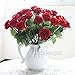 Lovemat 12 PCS Real Touch Latex PU Roses Artificial Flowers for Wedding Home Decor (red)