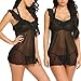 ADOME Women Lace Lingerie Strap Chemise Halter Babydoll V Neck Nightwear Outfits