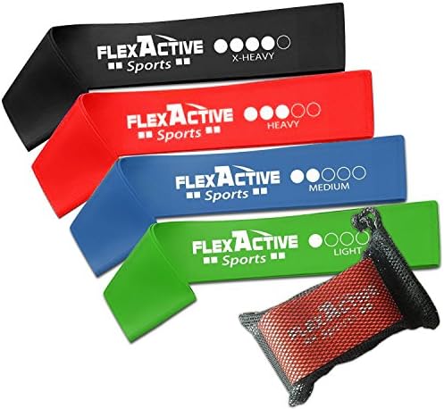 Resistance Loop Bands - Set of 4 Fitness Exercise Bands for Fitness Workouts - Stretching and Physical Therapy