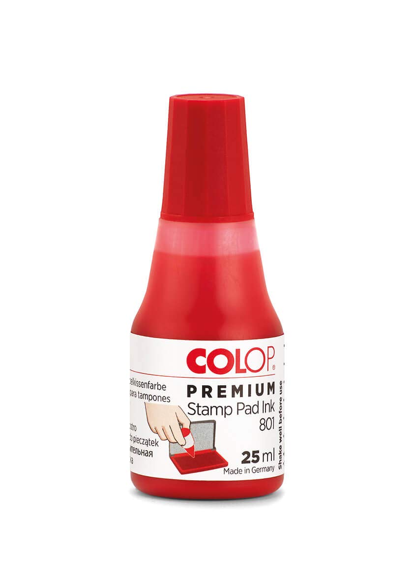 COLOP 801 Red Stamp Pad Ink. Best Refill Ink for Foam and Felt Rubber Stamp Pads. Water-Based and Non-Toxic.