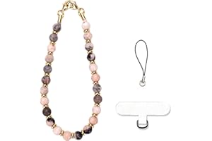 VICHUNHO Marble Beaded Phone Wrist Strap, Cellphone Lanyard with Tether Tab, Hands-Free Wristlet Bracelet