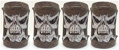 Friki Tiki Homestyles 11302 4 Piece Set of Scary Skull Flashing Multi-Color Glowing Table Top or Path Lighting