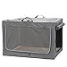 PETSFIT Travel Dog Crate, Soft Sided Dog Crate - 36 Inch Easy Set-up, Light, Sturdy, Comfy Inside with Thicken Mat, Collapsible Crate for Home and Travel Grey