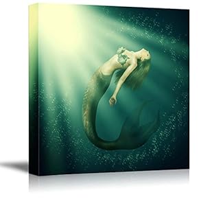 Fantasy Beautiful Woman Mermaid with Fish Tail and...