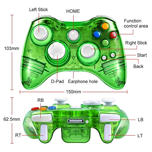 Wireless Controller for Xbox 360, PowerLead Wireless Gamepad Vibration Shock for Microsoft Xbox
