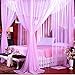 Lighting-Time 4 Corners Square Bed Canopy Twin Full Queen King Mosquito Net Indoor Outdoor (King,Purple)