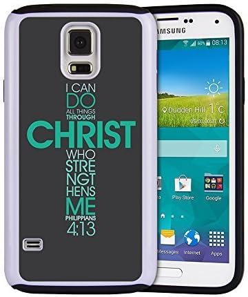 Rugged Rubber 2-layer Hybrid Custom Samsung Galaxy S5 case, protective skin cover for Samsung Galaxy S5 Bible Verse Philippians 4:13 I can do all things through Christ who strengthens me