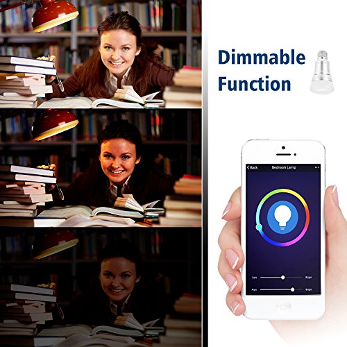 Smart WiFi Bulb, E27 7W LED Light Wireless Smartphone Remote Control, RGB-W Multi Color(2700-6400K)Dimmable Lighting No Hub Required (Compatible with Amazon Alexa, Google Home)