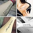 TAFLY Sexy Fake Tattoo Arm Wrist For Men & Women Feather Black Ink English Word Letter Tatoo Body Back Art Temporary Tattoo Sticker 8 Sheets
