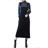 chouyatou Womens Cute Corduroy Adjustable Strap Overall Dress fringe Pinafore Baggy Maxi Long Tank Dress