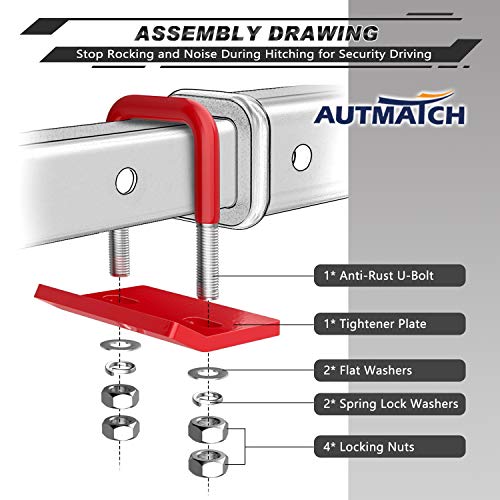 AUTMATCH Hitch Tightener AntiRattle Clamp, Heavy Duty Steel Stabilizer