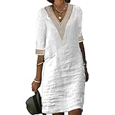 TS Women's Half Sleeve V-Neck Lace Ruffled Summer Dress Casual Ethnic Solid Basic Fashion Mid-Length Gifts