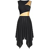 ELLYDOOR Praise Dance Overlay Tunics Women Sleeveless Liturgical Church Dance Dress Irregular Flowy Lyrical Dancewear