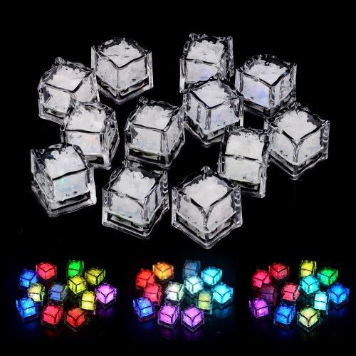 Dfunlife Water Submersible Quick Flashing LED Freezable Ice Cubes Rocks 12 Pcs Pack
