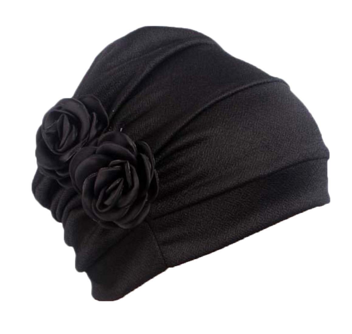 Boboder Women’s Chemo Cap Soft Night Sleep Turban Headwear Beanie Hat for Cancer Patients Black