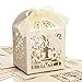 KAZIPA 50pcs Laser Cut Candy Boxes Pearl Paper Gift Box with Ribbon for Party Wedding Favor(Ivory)