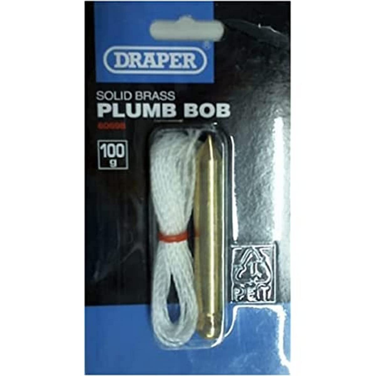 Draper 60698 Expert Brass Plumb Bob with 5m Nylon Line, 100g , Blue