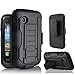 LG 306G Case, Starshop LG 306G 305C Hybrid Full Protection High Impact Dual Layer Holster Case with Kickstand and Locking Belt Swivel Clip with Premium Screen Protector Black
