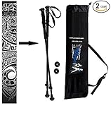York Nordic Black Maori Tattoo Hiking / Walking Poles w/flip locks, detachable feet and travel bag - 2 poles
