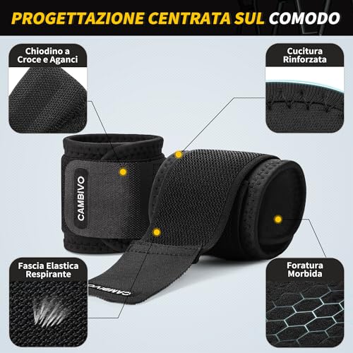 CAMBIVO Adjustable Gym Wrist Wraps 2 Pcs Wrist Stability Bands Weight Training Wrist Wraps for Weight Lifting, Fitness, Gym, Powerlifting, Bodybuilding, Calistenics