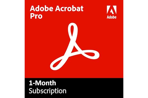 Acrobat Pro | 1-Month Subscription | PDF Software |Convert, Edit, E-Sign, Protect |Activation Required [PC/Mac Online Code]