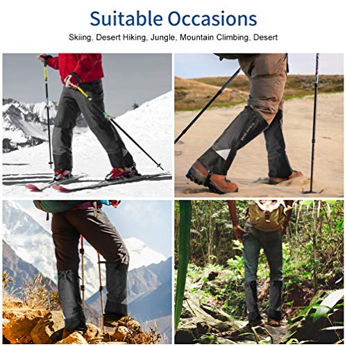 RUNACC Leg Gaiters Waterproof Shoe Gaiters for Outdoor Hiking Walking Hunting Mountain Climbing and Snowshoeing, Anti-Tear Oxford Fabric - Thumbnail 5