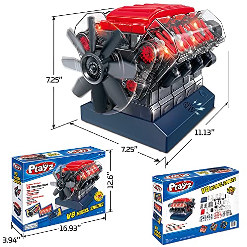 Playz V8 Combustion Engine Model Building Kit STEM Hobby Toy for Kids