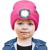ATNKE Kids LED Lighted Beanie Cap,USB Rechargeable 4 LED Running Headlamp Bright Hat with Light Gifts for Boys and Girls