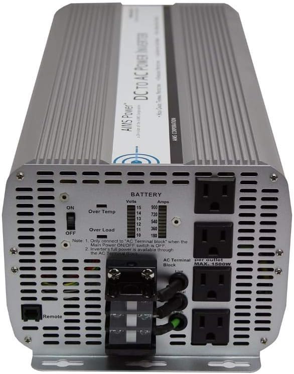 AIMS 8000 Watt / 16,000 Watt Peak Power Inverter, Digital Meters, AC Terminal Block, Optional Remote 66 Amps (8kW): Automotive