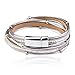 MALDON Plus Size Casual Leather Wrap Bracelet with Magnetic Clasp for Women,Lady,Wife Gift,Large Size,16 to 18 inches (Silver, 16)