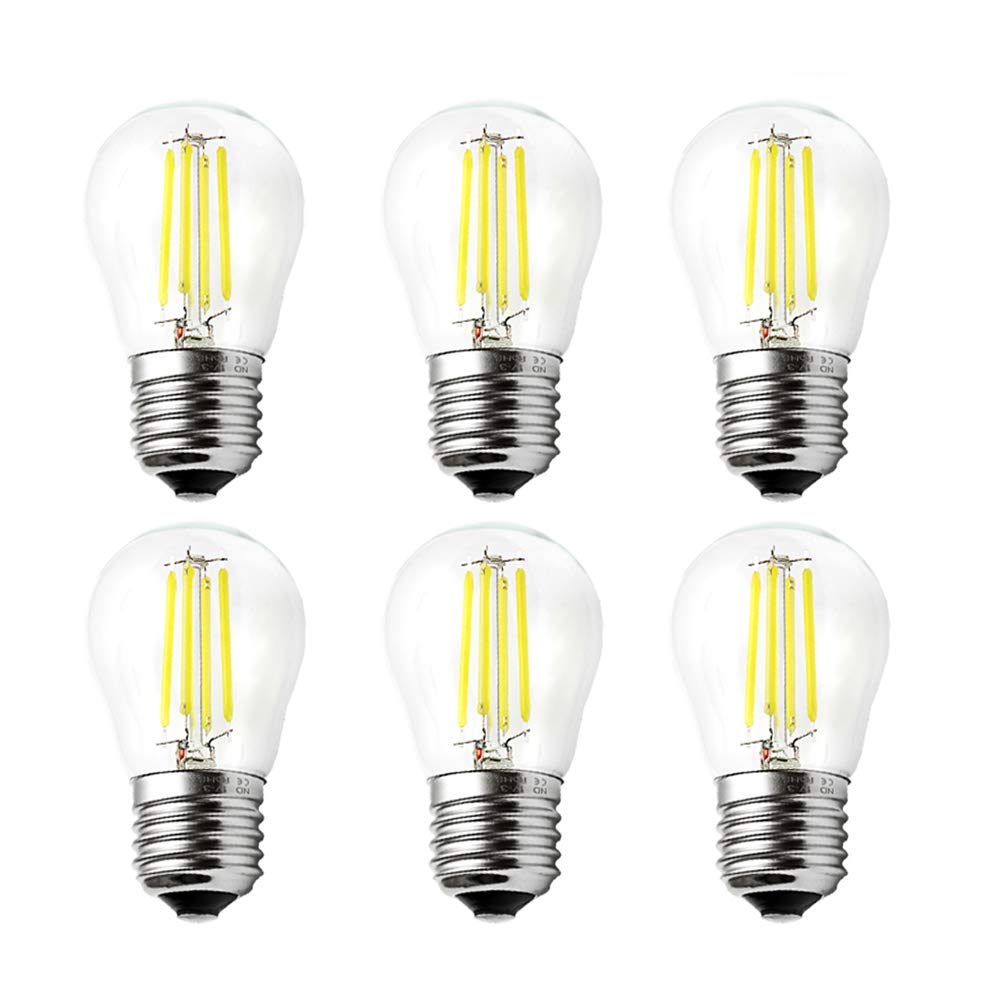 6 Pack 4W Filament Golf Light Bulbs E27 ES Edison 4W=40W G45 360 Beam Lamp 6000K Cold White,40W Incandescent Replacement,Non-dimmable[Energy Class A+]