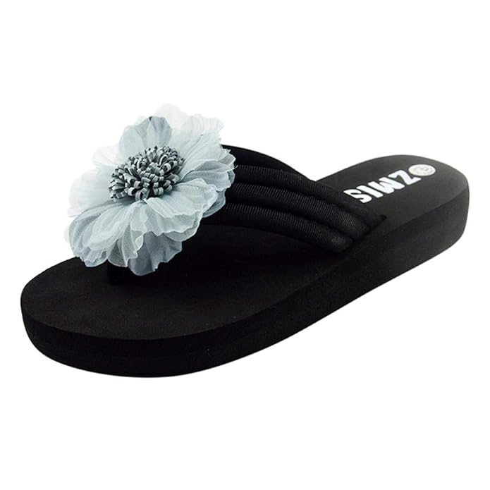 ?HWTOP Damen Flip Flops Hausschuhe Zehentrenner Sommer Blumen Home Strand Schuhe Sandalen