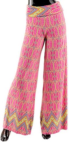LA Palazzo Uptown Prendas de vestir Womens doblar Cintura Wide Leg Palazzo Pantalones