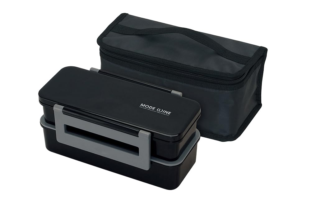 スケーター(Skater) 弁当箱 ランチボックス 男性用 2段 大容量 1300ml 保冷バッグ付き 箸付き モードライン ブラック KCPJW13-A商品画像