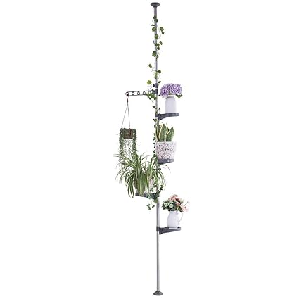 Hershii 5 Layer Indoor Plant Stand Pole Spring Tension Rod Corner