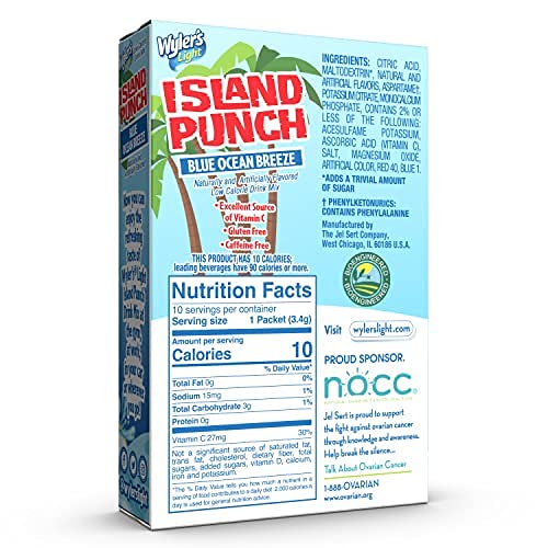 Wyler's Light Island Punch, Blue Ocean Breeze, 10 CT (Pack 12