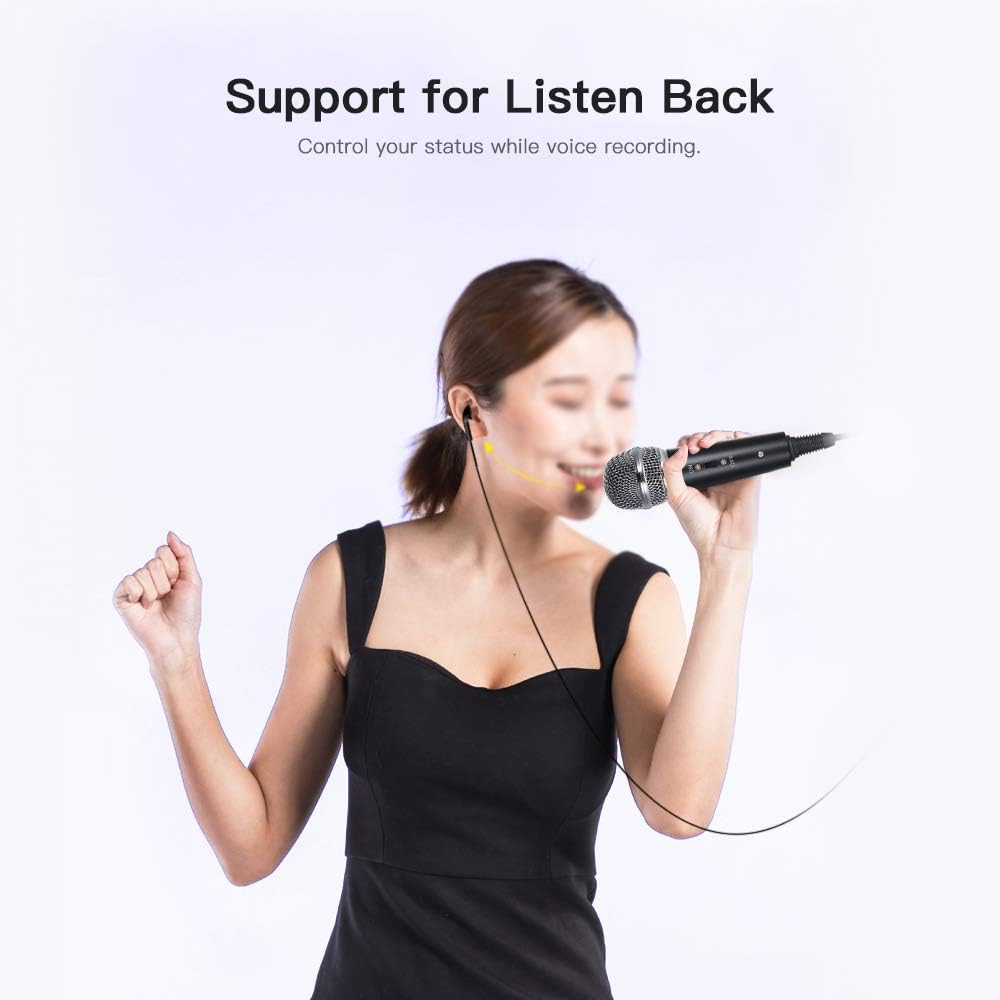 Godyluck- Wired Condenser Microphone Audio 3.5mm Studio Mic Vocal Recording KTV Karaoke Mic with Stand for PC Phone: Electronics