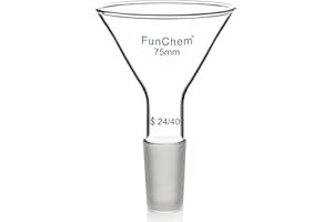 FunChem Glass Short Stem Powder Funnel with O.D. 75 mm at Top, Durable Borosilicate Glass Filter with 24/40 Inner Joint