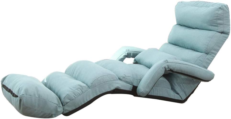 Folding Floor Sofa Chair Lounger,Adjustable angle Position Sleeper Bed Couch Recliner with Armrests and Pillow for Living Room Games & Reading