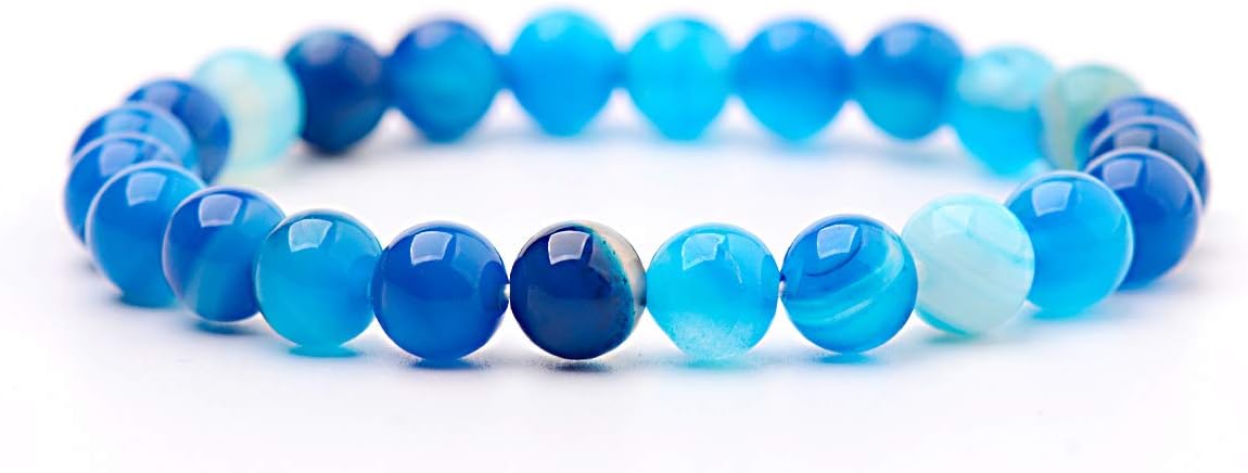 DOUVEI Mens Women 8mm Natural Tiger Eye Lava Rock Stone Bracelets Diffuser Bracelet, Stress Relief Yoga Beads Elastic Lava Aromatherapy Essential Oil Diffuser Bracelet