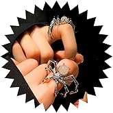 Andelaisi Boho Black Spider Finger Ring Vintage Moonstone Spider Wrap Open Ring Black Spider Open Knuckle Ring Punk Adjustable Stacking Ring Jewelry for Women
