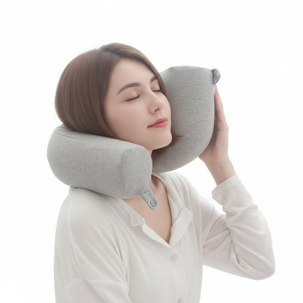 Oursouion Travel Pillow-Memory Foam Neck Pillow Support Pillow,Super Soft and Comfortable, for Airplane, Train or Car,Camping,Sleeping,Twist Roll Pillow Support to The Head,Waist and Leg